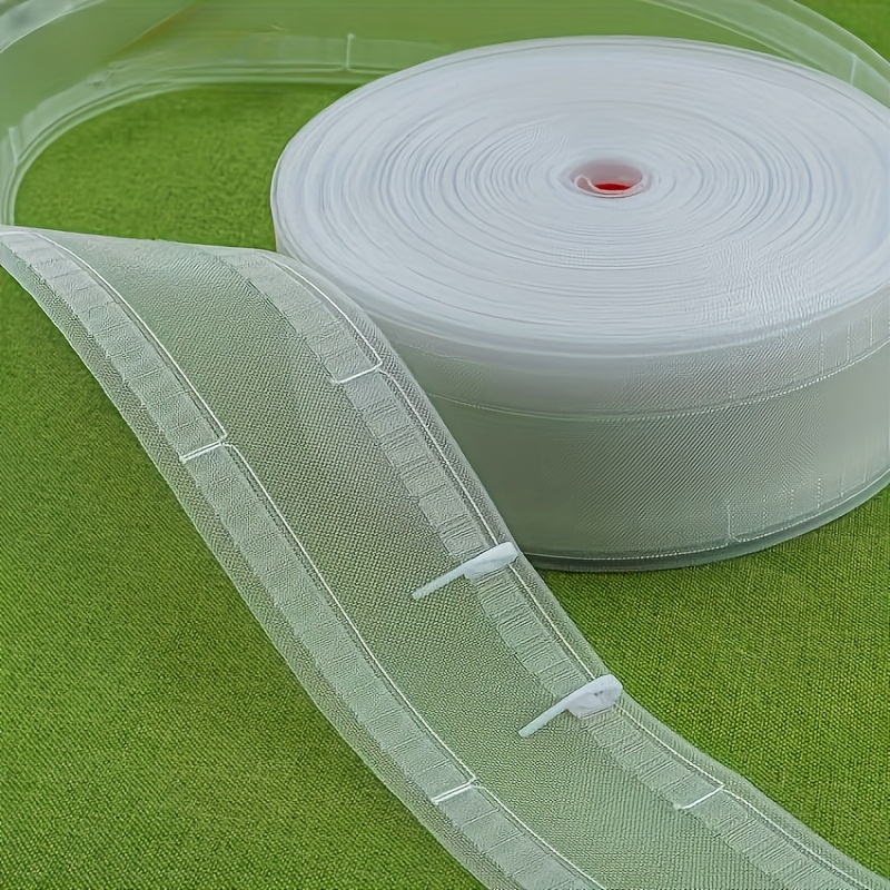 Image of 315-inch Nylon Clear Tape For Curtains - Easy To Weave With Hooks, Durable And Versatile, Edgeless, Suitable For All Fabric Colors, High-temperature Shrink-, Ideal For Living Rooms