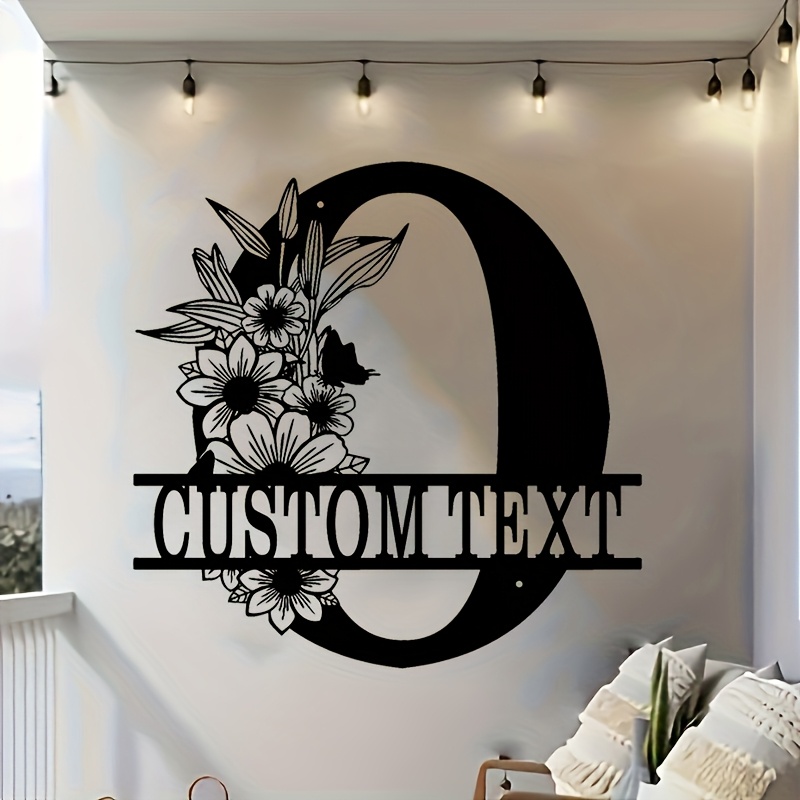 

Custom Floral Monogram Metal Wall Art Sign – Personalized Text, Black Elegant Design With Flowers, Home Decor & Housewarming Gifts, Home Wall Decor | | Intricate Floral Detailing, Flower Decor