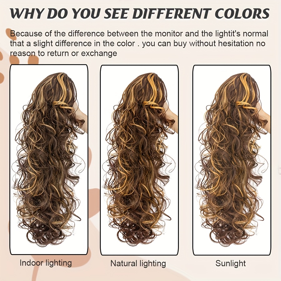 1pc long 24 clip in ponytail hair extensions heat resistant synthetic ponytail with jaw clip dark brown blonde gray black beige volume dimension for parties everyday   womens hairstyle addition details 9