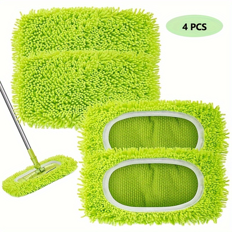 TEMU Reusable Microfiber Mop Pads Set Of 4 - Compatible With Hardwood Floor Cleaning - Wet And Dry Sweeping Cloth Refills