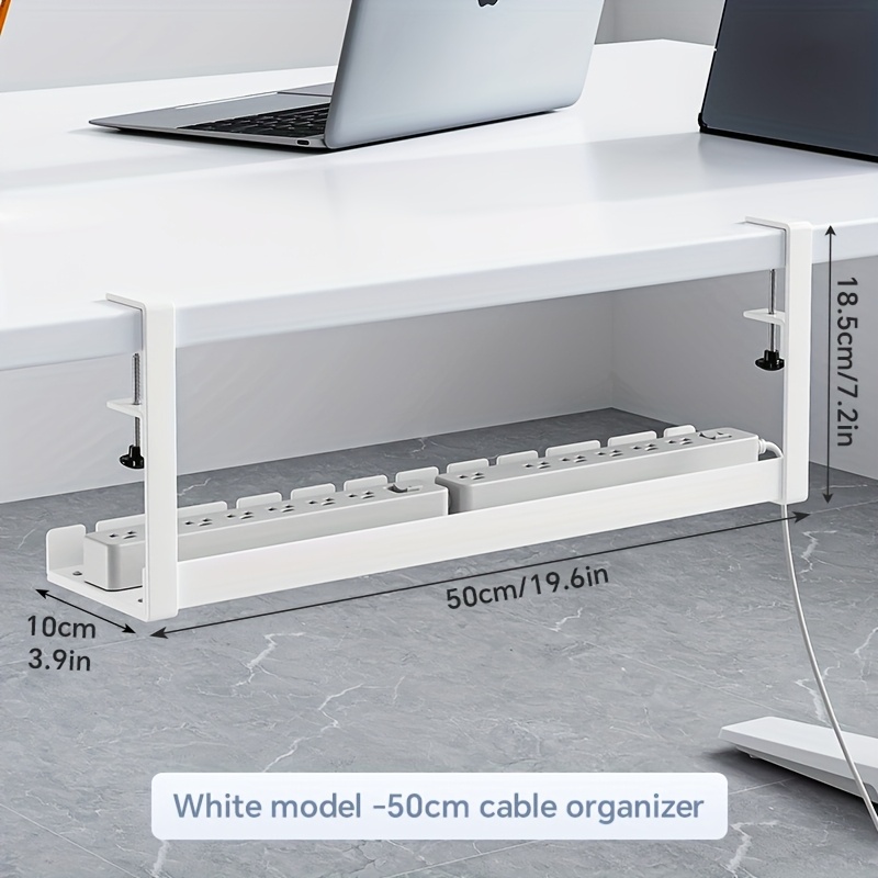 Image of Under Desk Cable Management Tray No Drill, Metal Mesh Cable Management Under Desk With Clamp Mount, 3 Hole Cable Tray With Desk Wire Management And Desk For Home Office Standing Desk