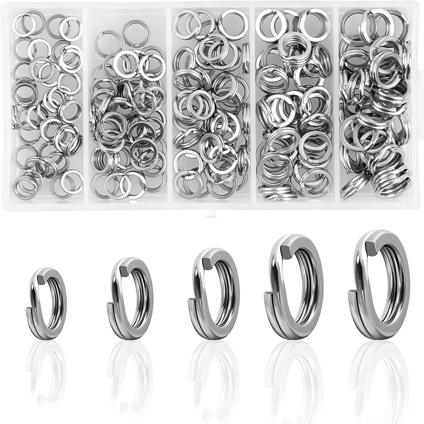 

200pcs Heavy Duty Stainless Steel Fishing Split Rings - High Strength Double Flat Wire Snap Ring For Lure Connector