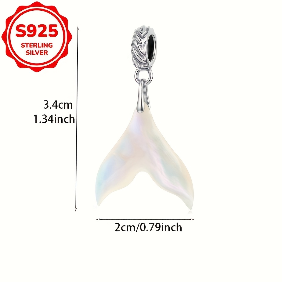 Women's S925 Sterling Silver Mermaid Tail Pendant, Ocean-Themed