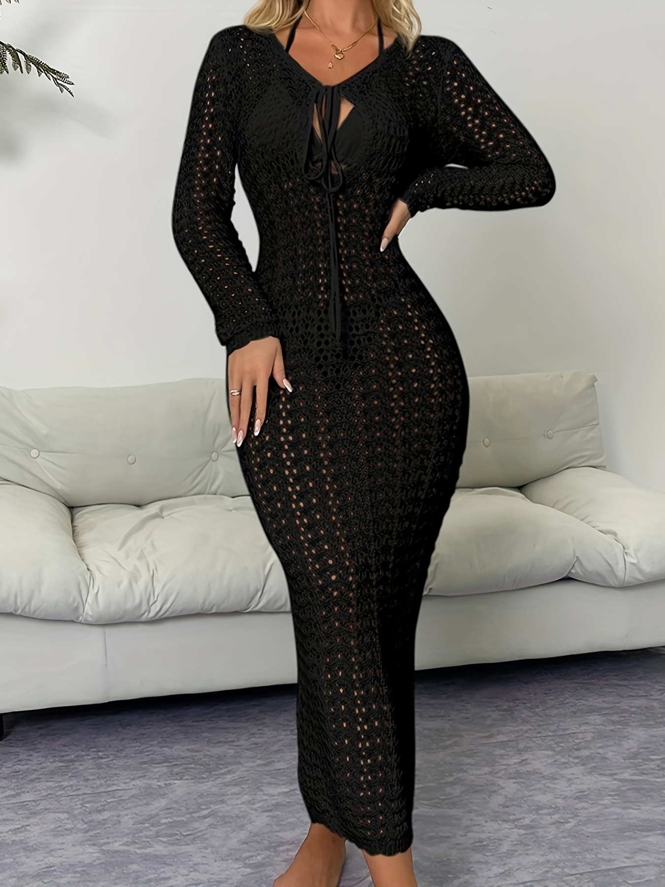 dames casual vakantie jurk met lange mouwen Temu Netherlands