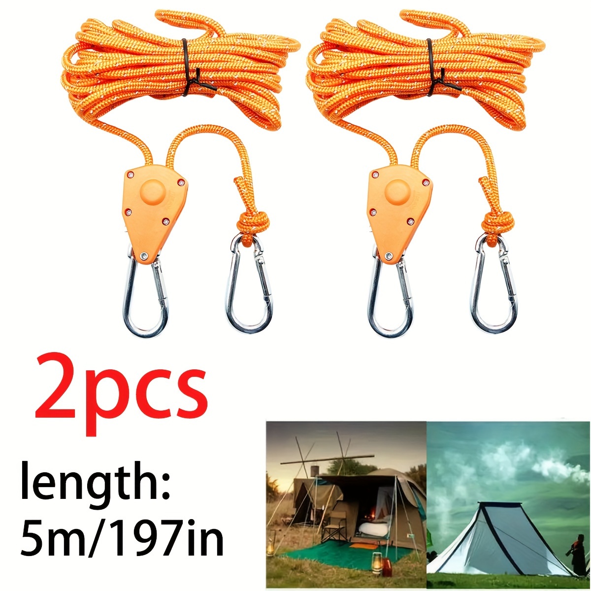 4pcs Adjustable Camping Wind Rope Pulley Tie Down With Carabiners For Tent  Outdoor Canopy - Sports & Outdoors - Temu