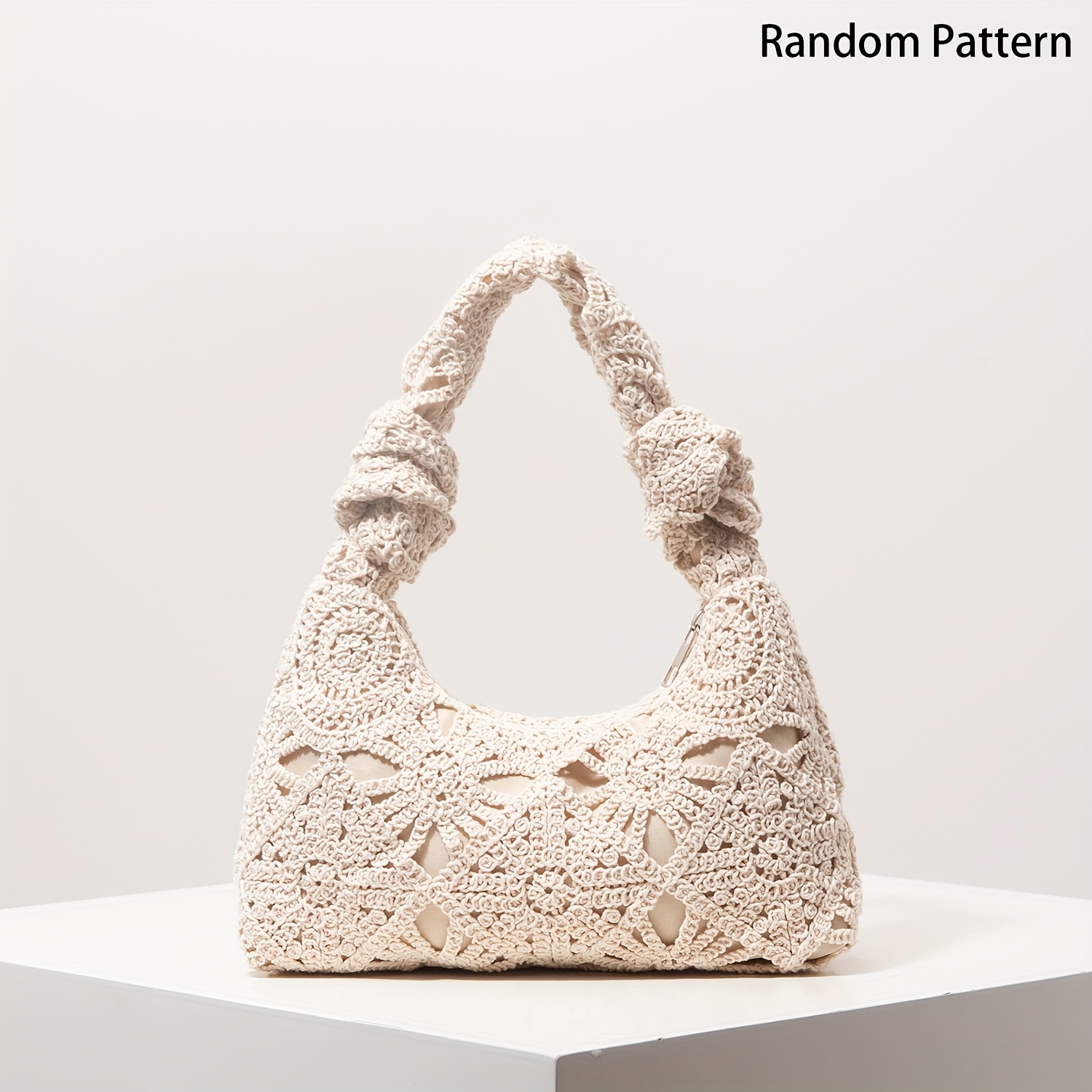 Patterned Hollow Crochet Women's Handbag, Bohemian Women's Beach Bag, Crochet Kit, Beach Essential, Women's Vacation Outfit, Travel Essential (random Pattern)