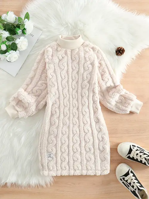 kid ribbed turtleneck dress Girls Turtleneck Sweater Dress (Kids)