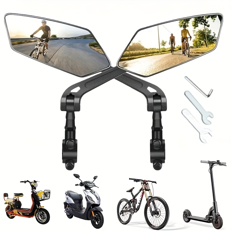 TEMU 1/2 pièces Rétroviseur de Vélo, de Guidon Rotatif et Réglable, Réflecteur Transparent à , Accessoire pour Cyclisme et Trottinettes Électriques,