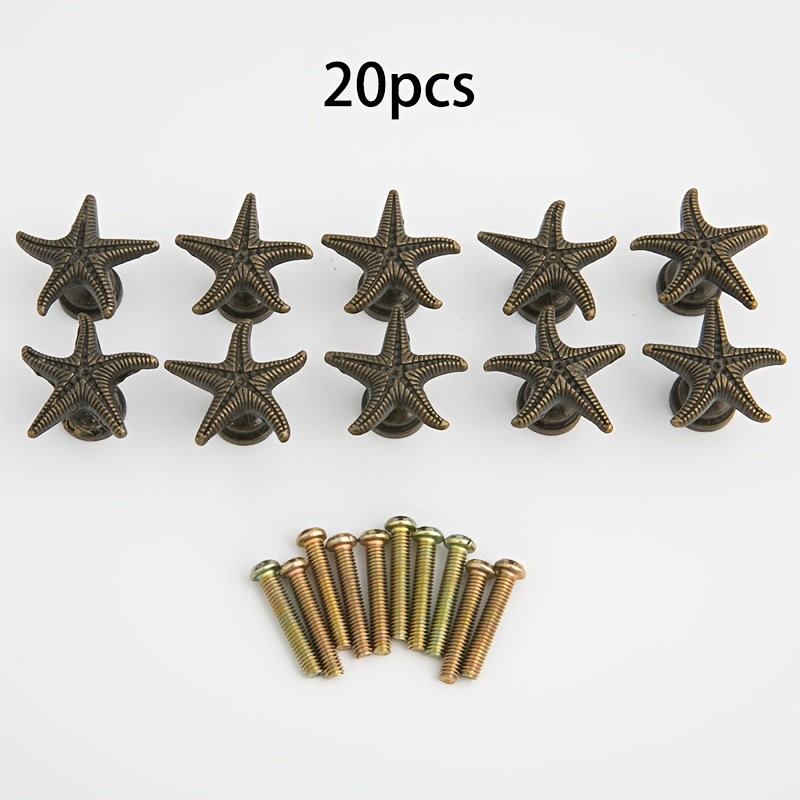 TEMU 20pcs -shaped Iron Handles (-shaped Handles + 10 4.2x22 Screws) European-style Single-hole Drawer Small Iron Handles Cabinet Iron Handles