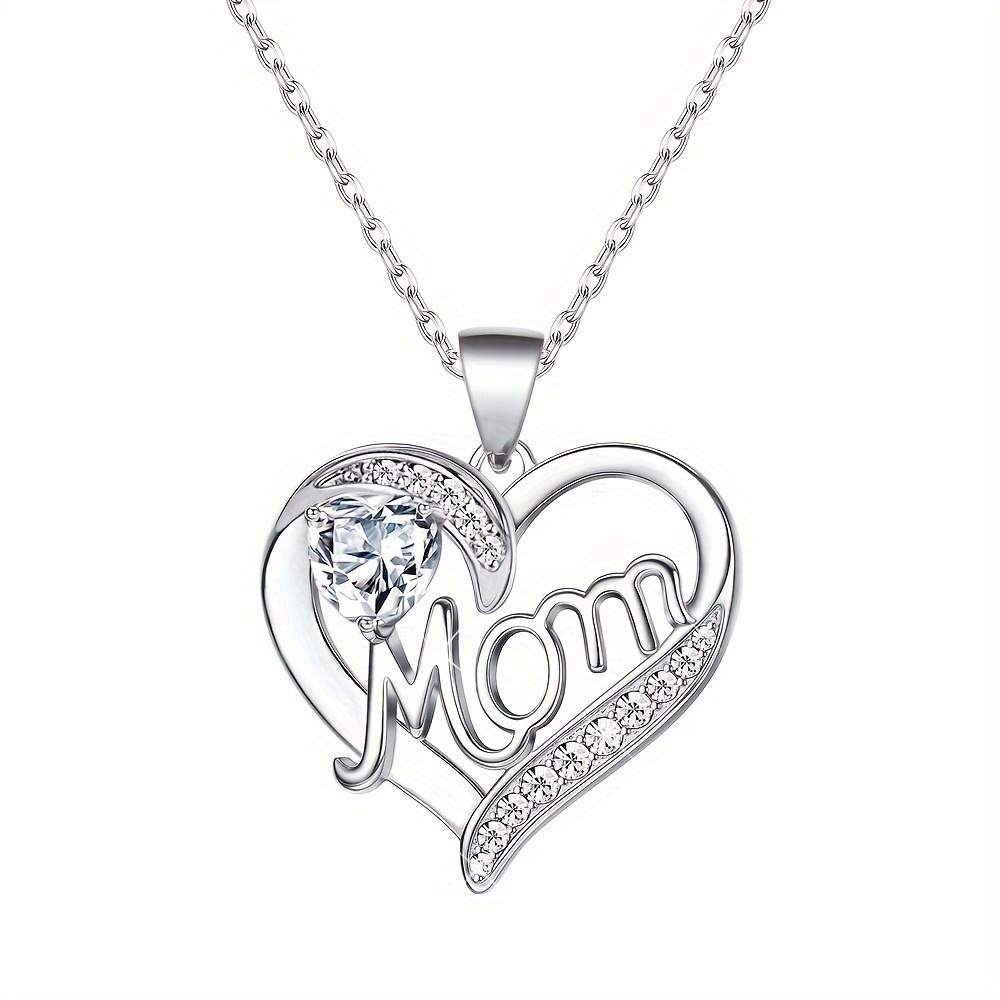 

Engraved Moms Love Heart Necklace, Anniversary Or The Best Gift For Your Mother