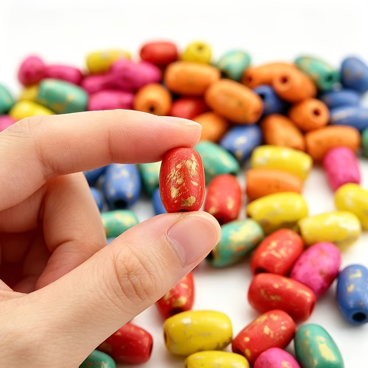 55pcs 12mm Oval Wooden Barrel Beads for DIY Jewelry