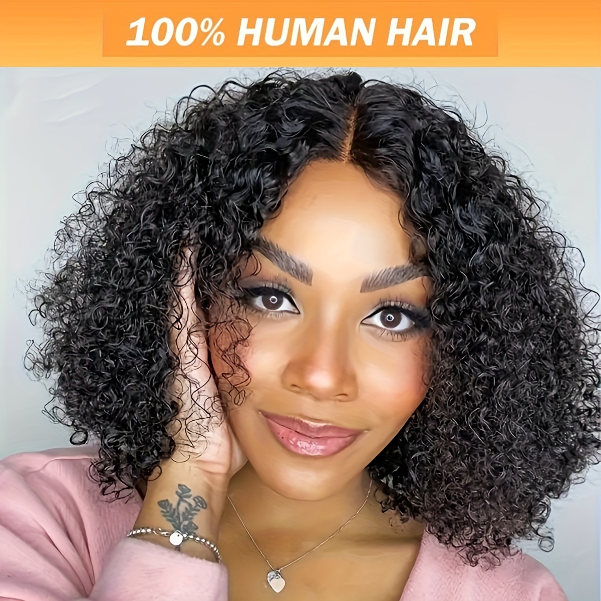 

Glueless Wigs Bob Human Hair 4x4 Lace Wig Pre Cut Lace Front Wigs For Women Glueless Short Curly Bob Wig Human Hair No Glue 180% Density Natural Black