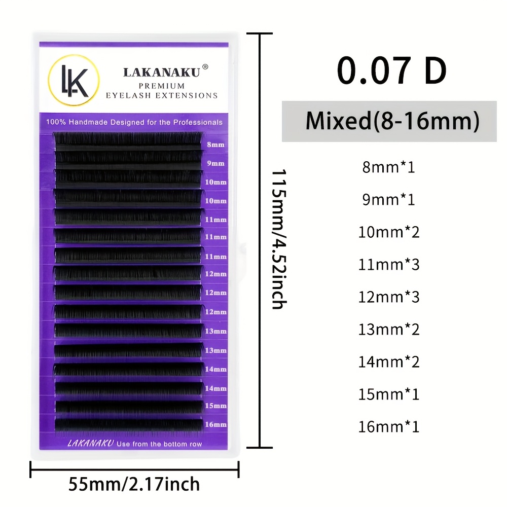 Image of Lakanaku Mix Length 8-16mm Classic Individual Lashes Volume Eyelashes Cashmere False Eyelash Black Matte For Daily Meeting Eyelashes Extensions Fluffy Eye Lash Makeup Tools For Eye