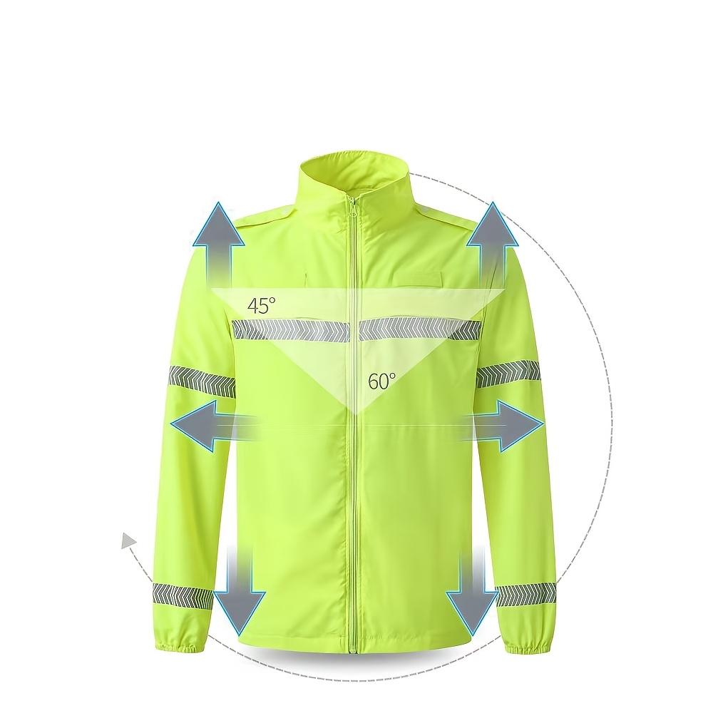 *'S Lightweight Breathable -Resistant Fluorescent Green Motorcycle Jacket  Long Sleeve, High Visibility Reflective Stripes, Zip-* for