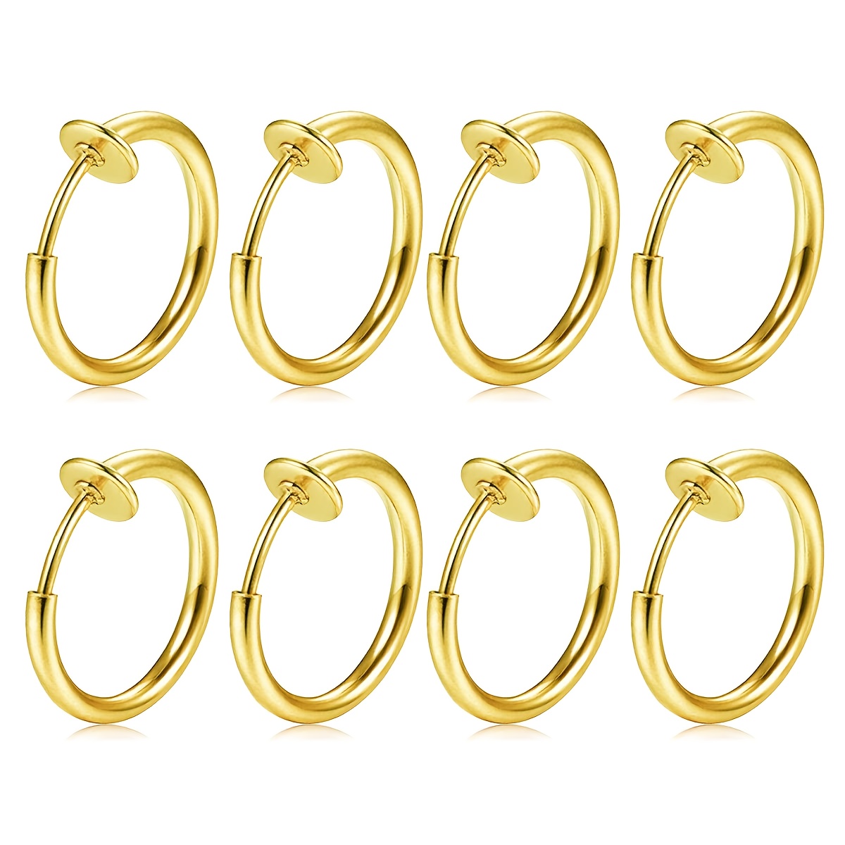 8pcs Set of 16G   Ear Rings, Nose Rings, and Lip Rings – No Piercing Required, Spring Hoop Earrings for  