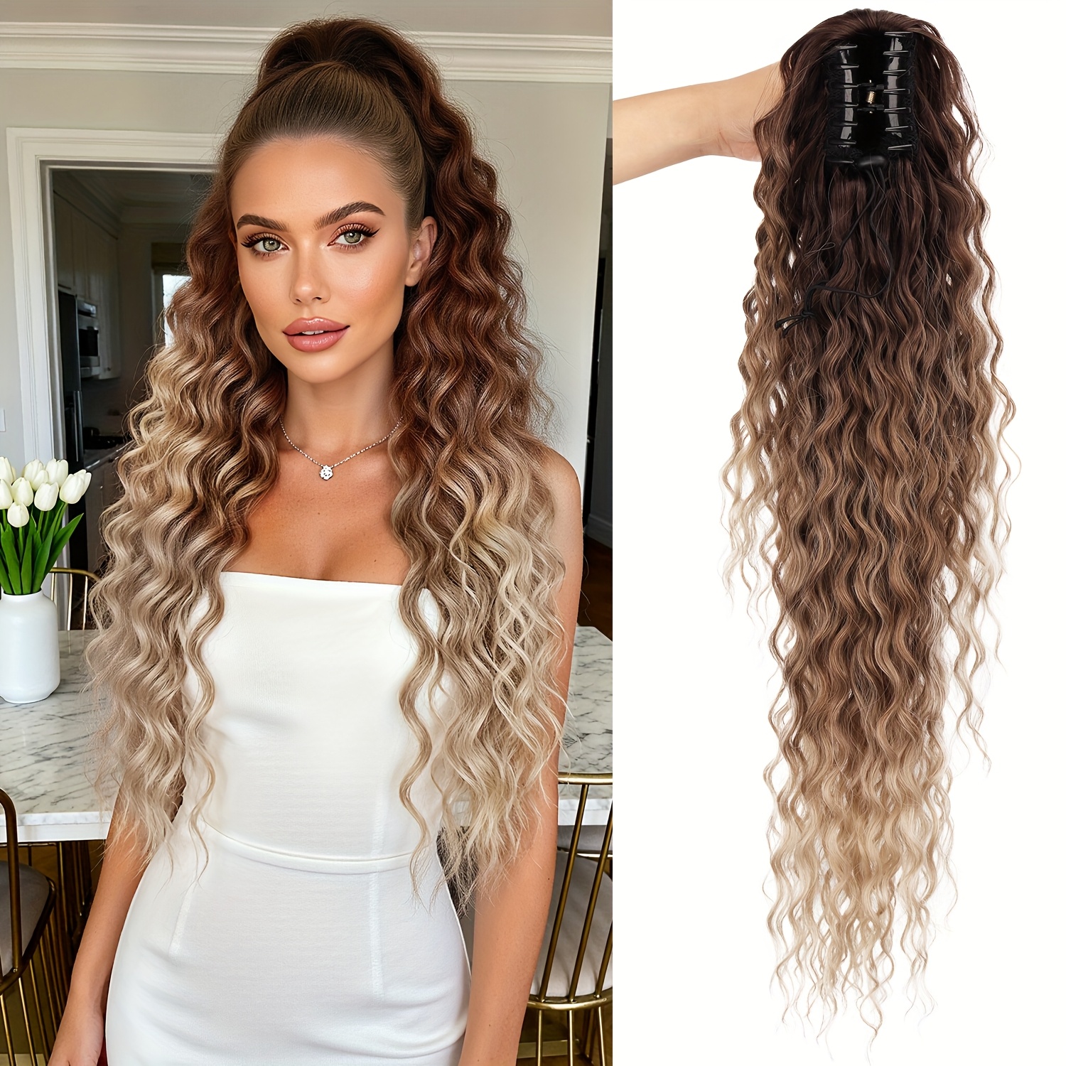 Image of Claw Clip Short Ponytail Wig Fashion Ponytail Wig Synthetic High-temperature Material Suitable For Daily Wear Increasing Hair Volume Festive Celebration Wearing Halloween