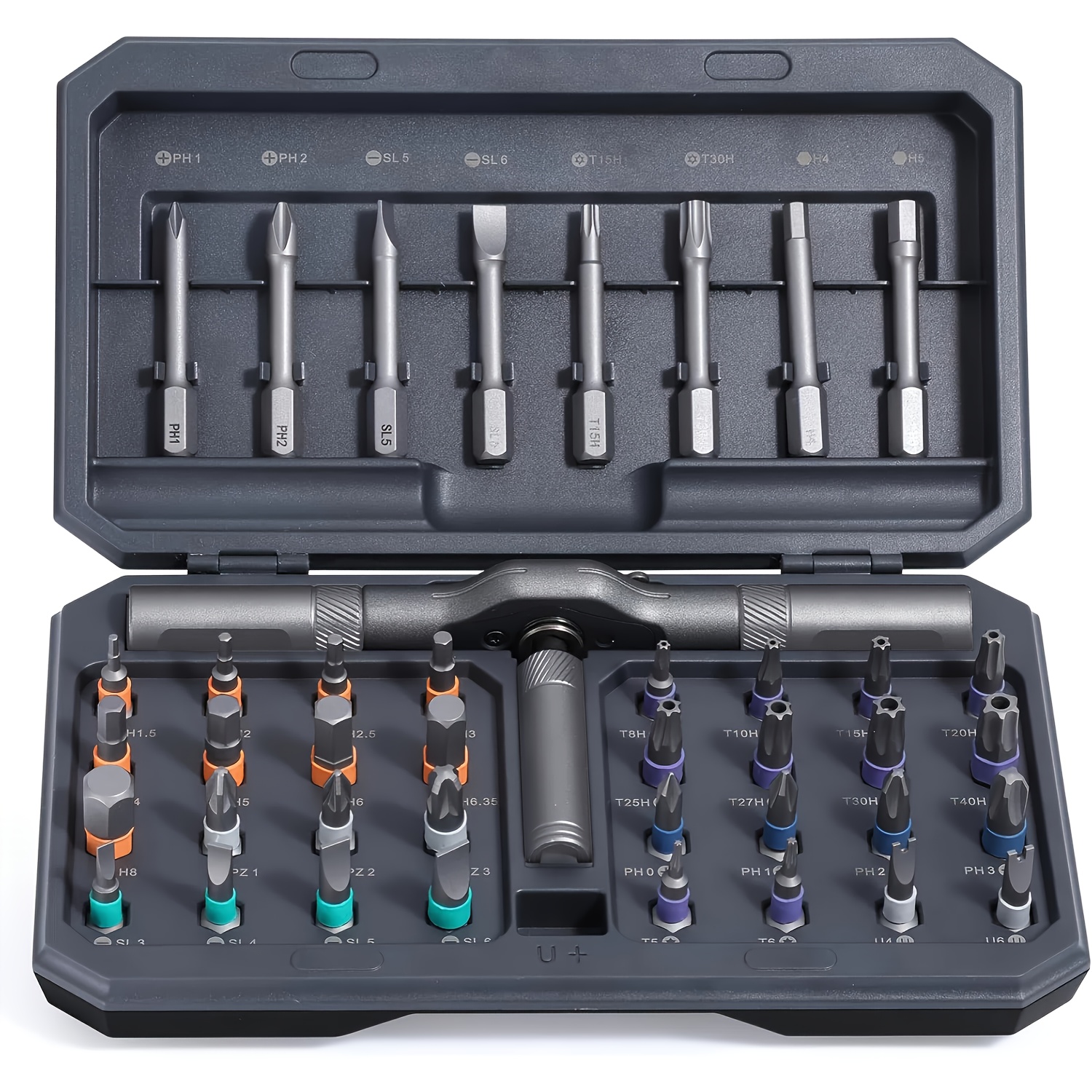 Image of 42 In 1 Magnetic Screwdriver Set, Ratchet Screwdriver Set, Multi Bit Magnetic Drive Set With Detachable Ratchet Handle, Portable Compact Repair Tool Kit For Furniture Computer Bicycle Gray