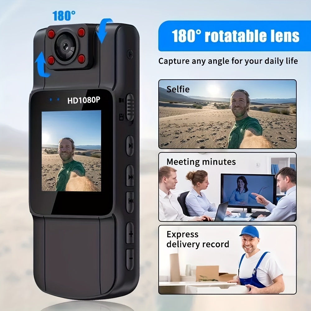 1pc enregistreur corporel avec clip   - enregistrement hd 1080p, batterie (3-5 heures dautonomie), écran 1,5, appareil vlog   pour   de sport, idéal pour cadeaux dhalloween/noël Détails du produit 4