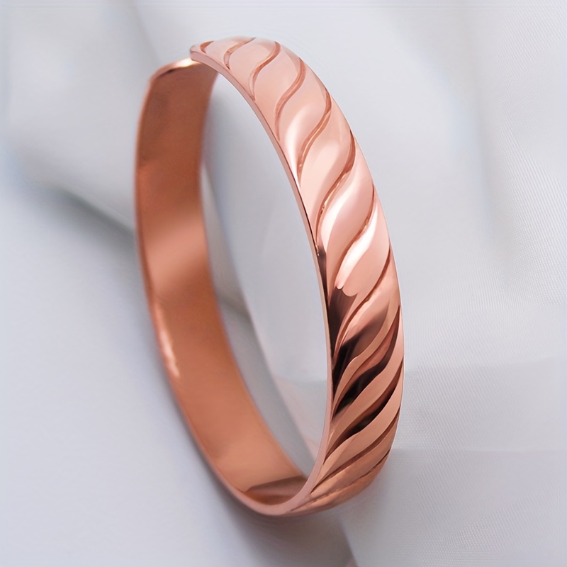 TEMU 1pc Vintage Boho Style Copper Bracelet For Women, Pure Copper Fashion Jewelry, Ideal For Daily Wear & Gifting, Perfect For Valentine's Day & New