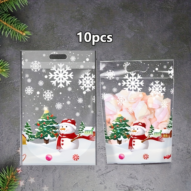 Image of 10 New Style Christmas Snack Candy Tote Bags, Self-standing Bags For Holiday Party Gifts And Packaging