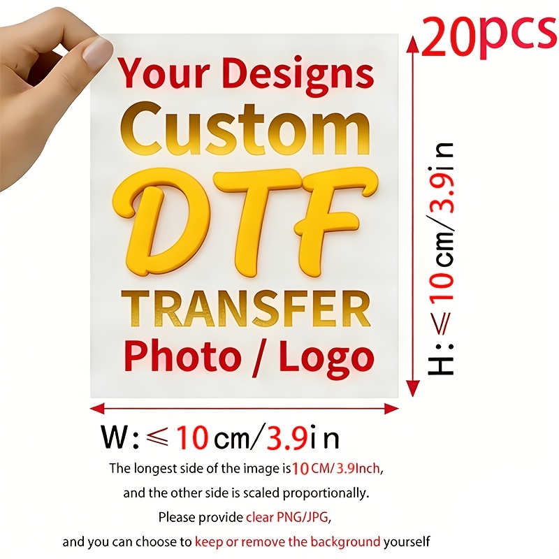 TEMU 20pcs/set [customizable] Personalized Dtf Heat Transfer Stickers: Support Photos, Text, And Image Customization, Suitable For T-shirts, Jackets,