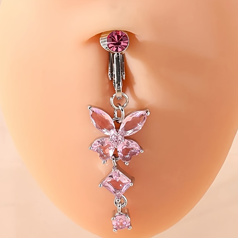 

1 Piece Of Women's Butterfly Water Belly Button Ring, Female Non Perforated Belly Button Clip, Fashionable And Popular Ear Clip For Party Use