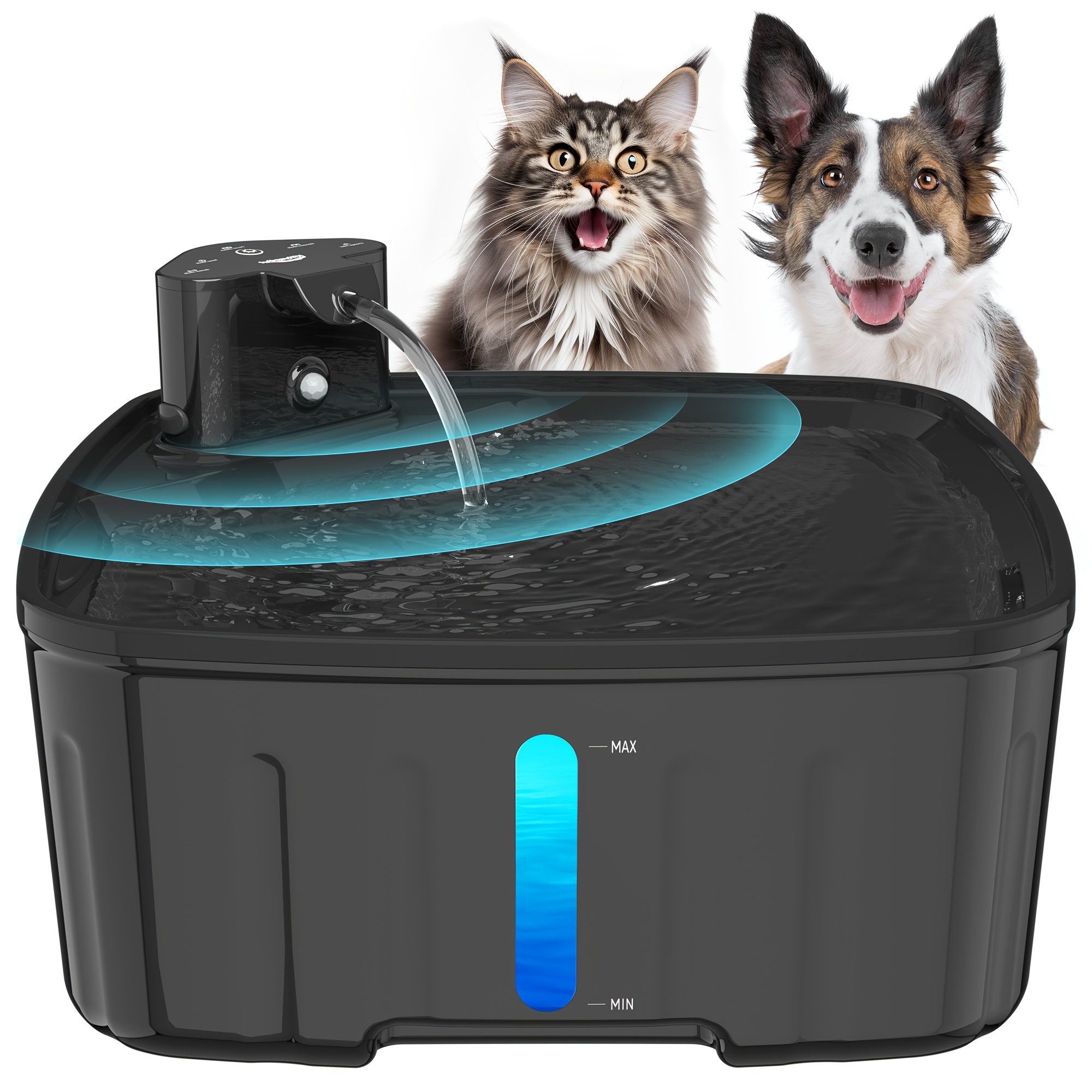 

Fwmb Customized Smart 8l Large Capacity Pet Water Fountain Black - Ideal For Large Dogs Or Multi-pet Households - Plastic Material, Square Shape, Dual Power Options, 110v/220v, Us Plug