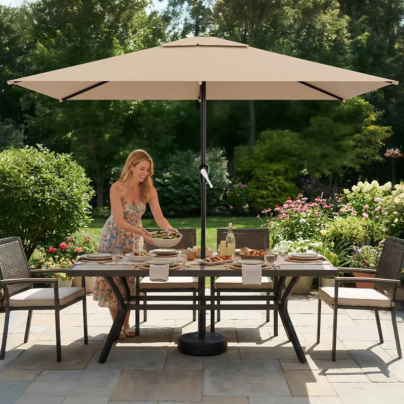6.5' x 10' rectangular patio umbrella TheLAShop 10'x6.5' 6-Rib Replacement Canopy this waterproof and UV FUNDAZE 6.5' x 10' Rectangular