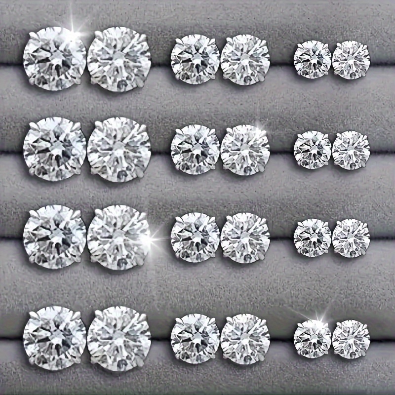 TEMU 24/48pcs Fashion Simple Synthetic Synthetic Zircon Stud Earrings Set, Suitable For Men And Women Fall/winter Daily Fall/winter Daily Match For