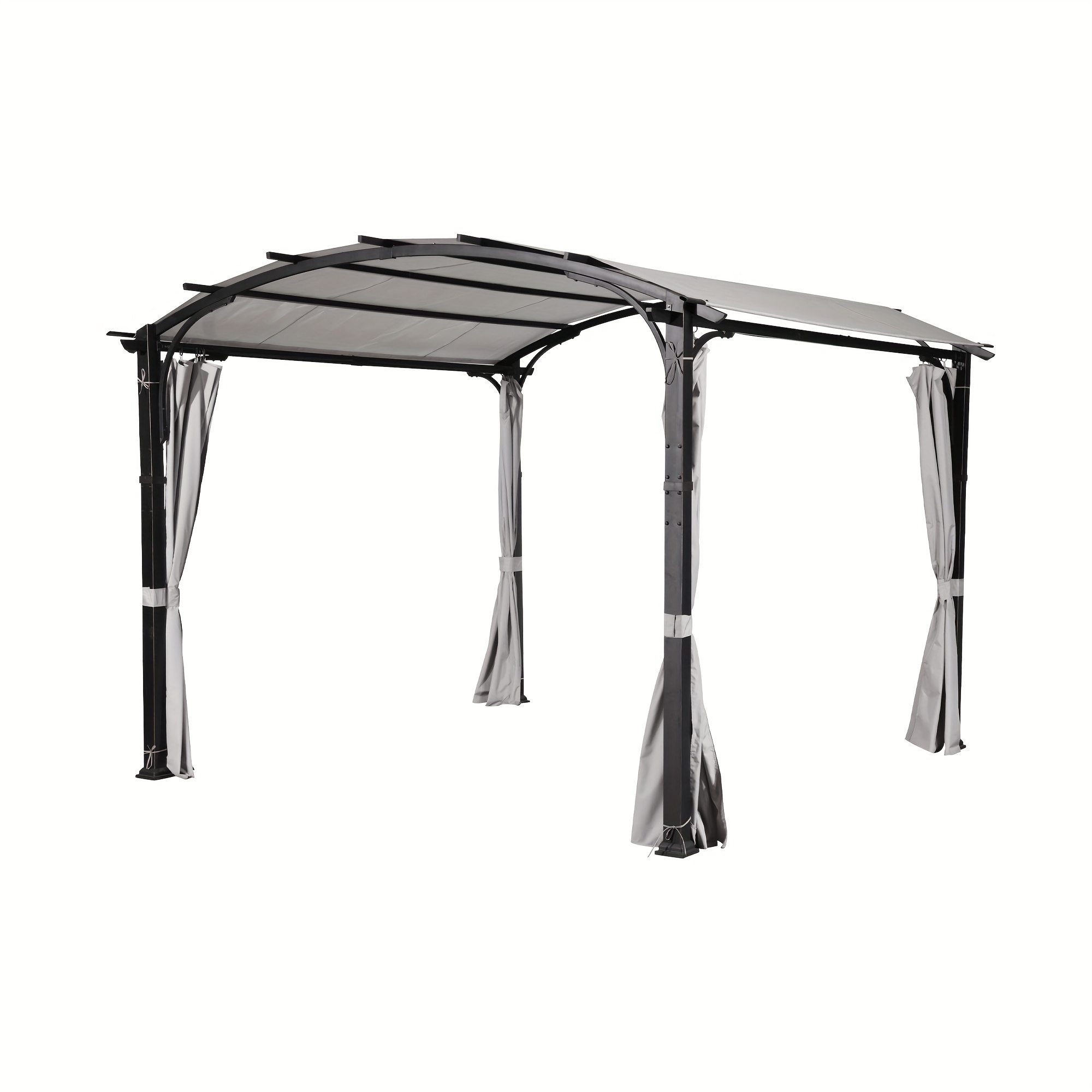 10ft×10ft Outdoor Pergola, Metal Patio Pergolas With Canopy And Curtains, Pergolas &amp; Gazebos For Patio, Deck Or Backyard