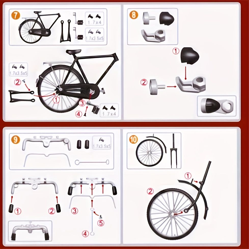 52pcs Vintage Splicing Riding Series 28-inch Bicycle Model, Detachable Assembly Figurine, Nostalgic Classic Single Decoration, Desktop Office Display Collectible
