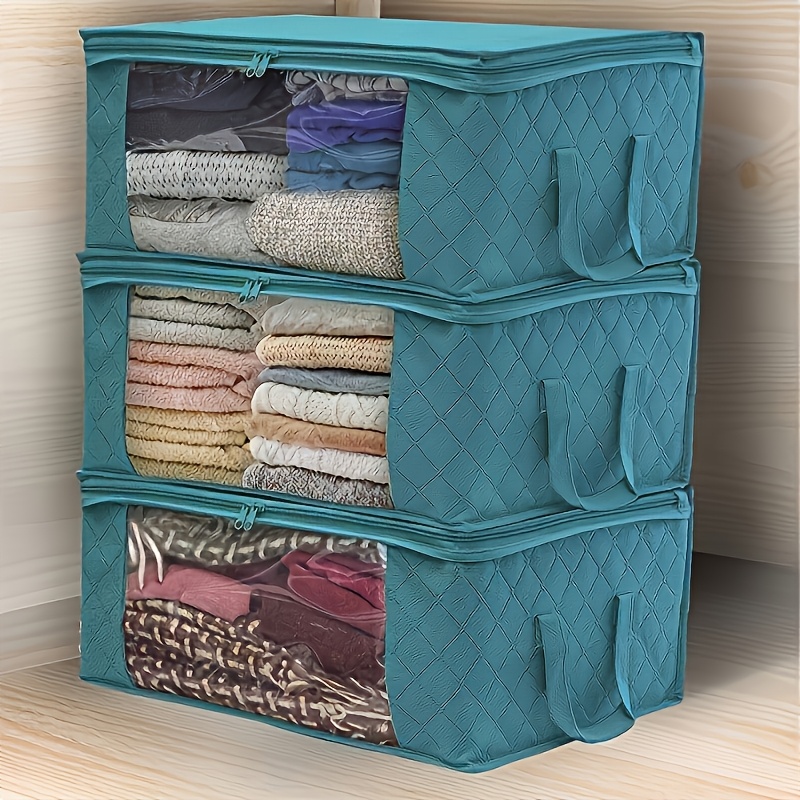 

3pcs Set Of Storage With Lids - & Clothing Organizer For Closet Organization, , & For