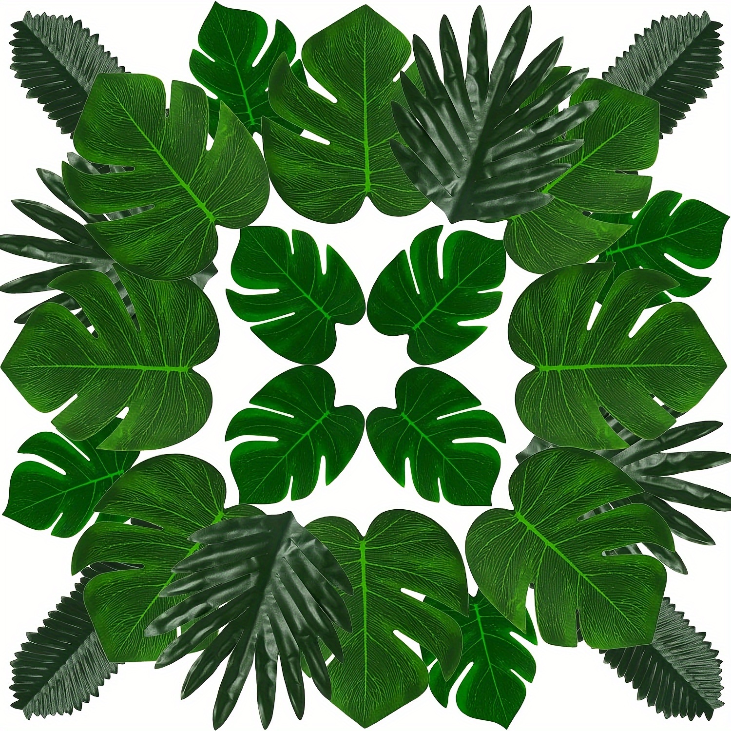 12 Pcs Tropical Leaves Party Decoration Artificial Palm Leaf, Faux Tropical  Green Leaves for Party Decorations Jungle Beach Theme Party Table Leave