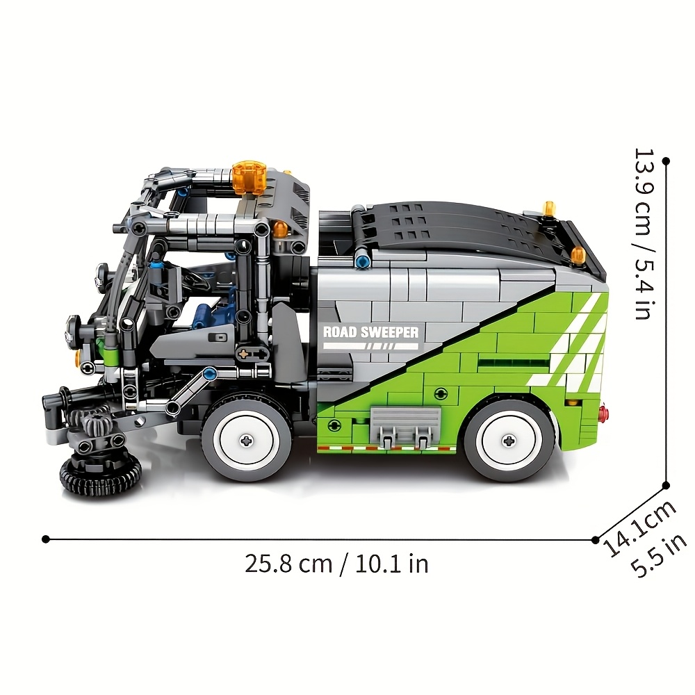TEMU Kehrmaschinen-Auto-Bausätze Spielzeug-Kit für Erwachsene, Müllwagen-Bausatz-Automodell, ein Geschenk für kompatibel mit Lego-Sets