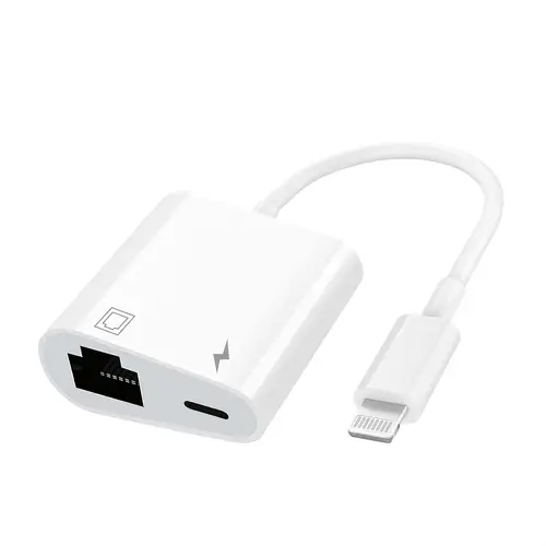 lightning to ethernet adapter 2 in 1 rj45 ethernet lan network adapter with charge port for iphone ipad ipod plug and play supports 100mbps network