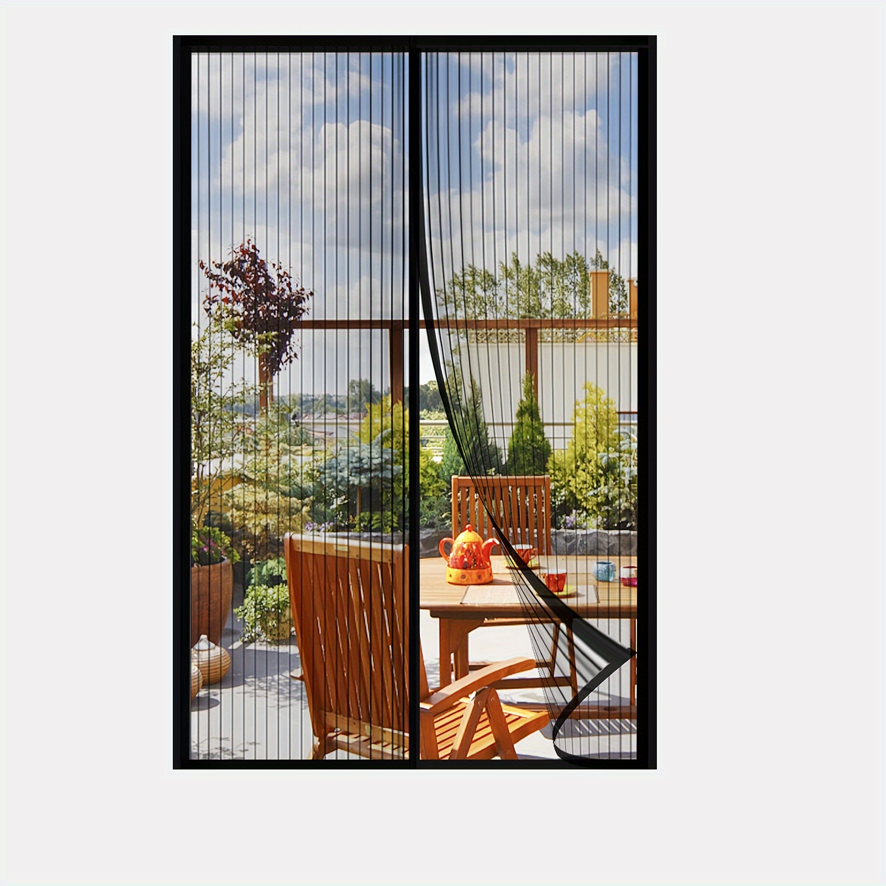 

1pc Magnetic Screen Door, Self Sealing, Heavy Duty Hands Free Mesh Partition Keeps Bugs Out, Pet And Kid Friendly