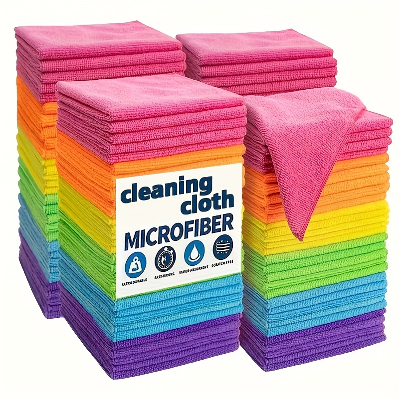 item picture   20pcs microfiber cleaning cloths super absorbent quick drying   for kitchen bathroom car furniture durable reusable towels with vibrant colors effortlessly remove stains grease multipurpose cleaning supplies contemporary design high absorbency fabric