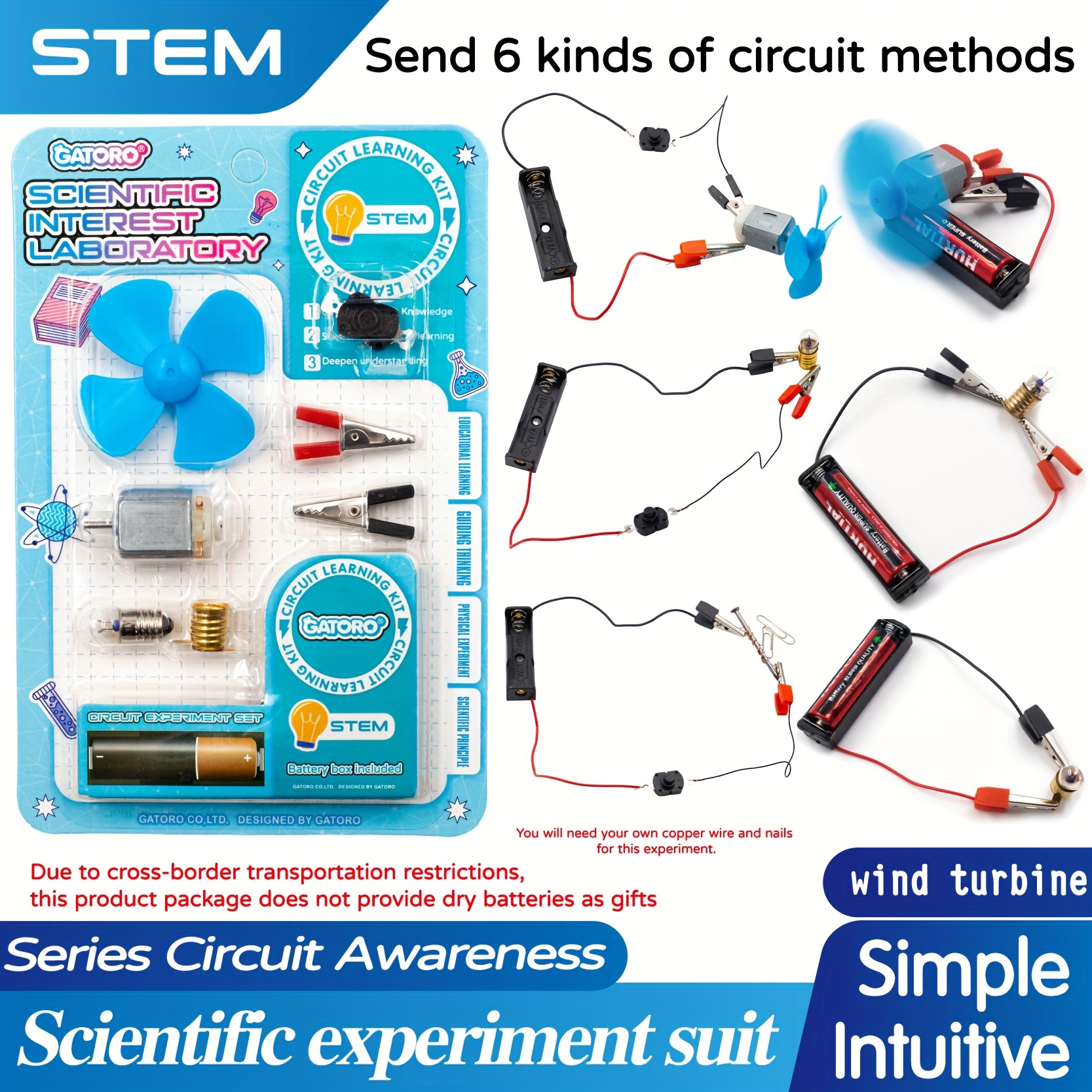 Random Fan Blades Color Electrical Circuit Experiment Kit