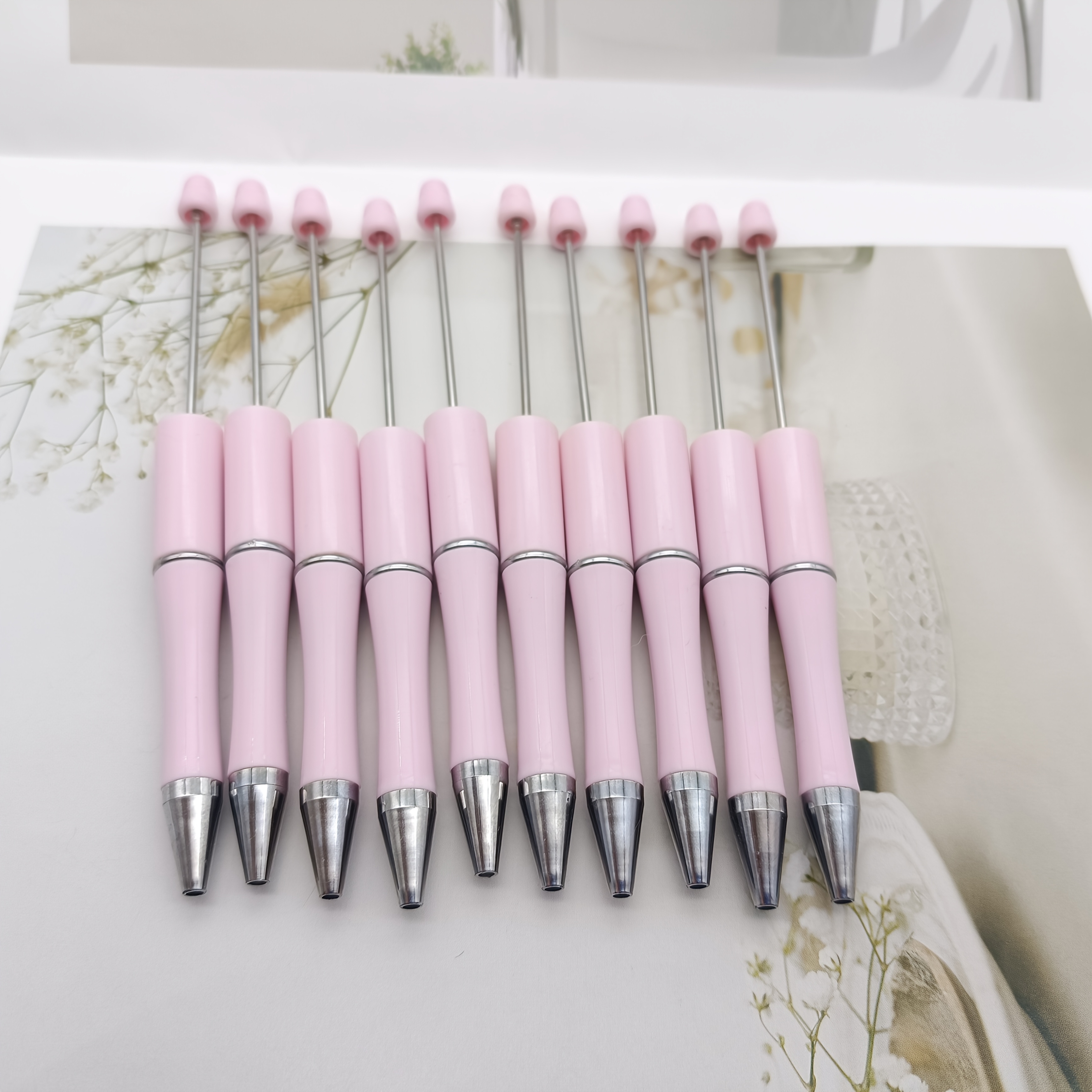 10 Creative Handmade Bead Pen Diy Bead Spinning Ballpoint Pen Puzzle Student Stationery - Black Ink Bead Pen - Very Suitable For Students And Teachers
