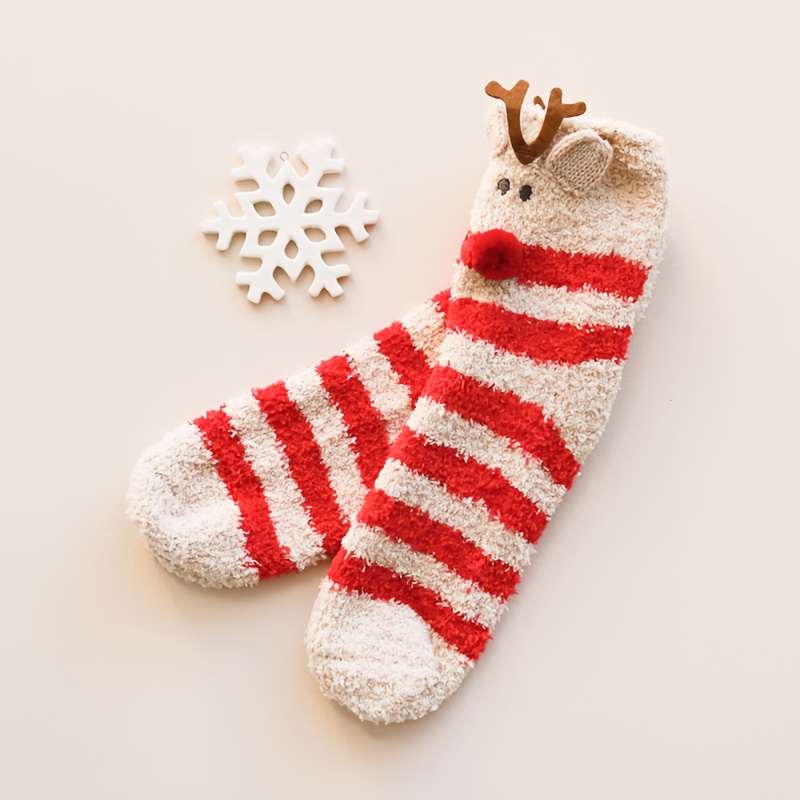 TEMU Women's Winter Soft Comfortable Socks - Reindeer Warm Mid-calf Socks, Autumn/winter Women's Floor Socks, Perfect Christmas Socks, Women's Socks,
