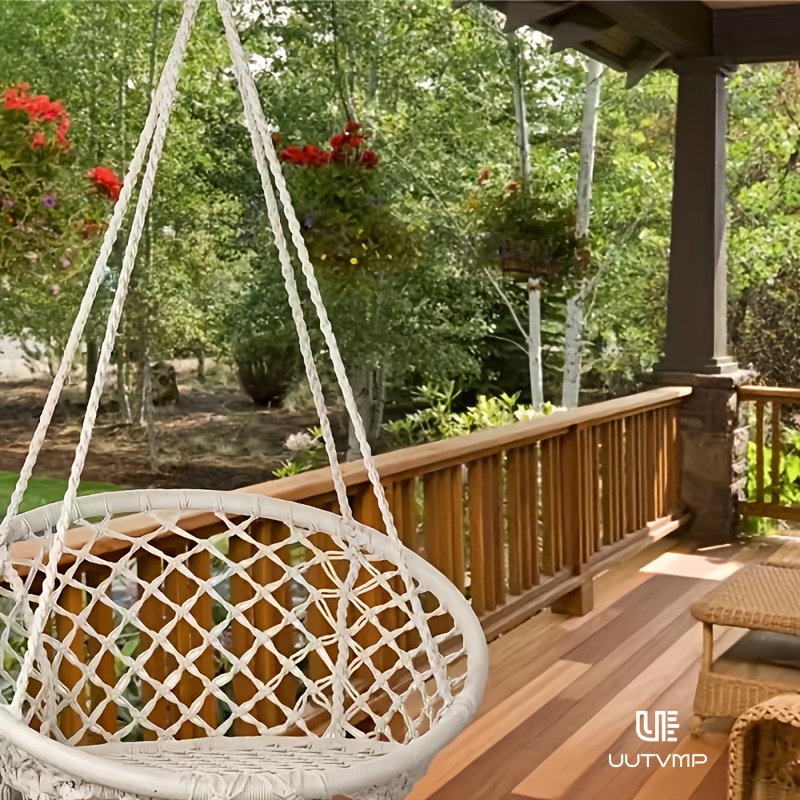  hanging chair hanging basket camping woven hanging basket swing leisure hanging basket chair garden hanging basket swing hanging chair with backrest balcony hanging basket suitable for leisure and entertainment balcony garden camping Product details 4