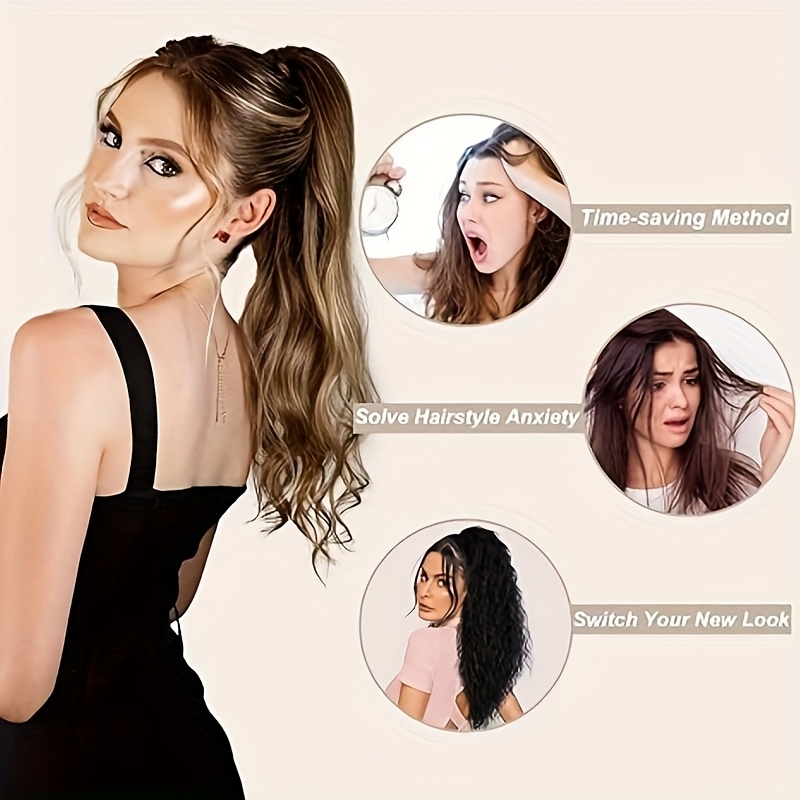 1pc   ponytail hair extension multi layered synthetic hairpiece with drawstring natural looking soft smooth texture for women daily     ponytail hair piece versatile hairpiece secure drawstring attachment details 7
