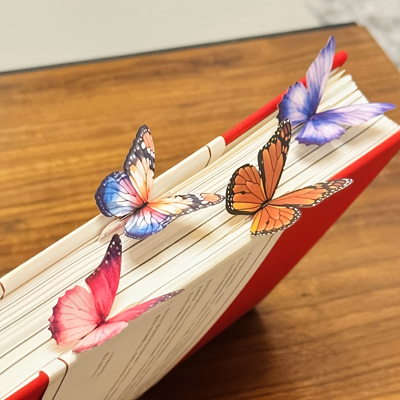 TEMU 4pcs/1 Set Of Vivid 3d Paper Bookmarks With Information Cards - Fresh And Cute Student Reading Additions, Ideal Unique Gift Ideas, Student