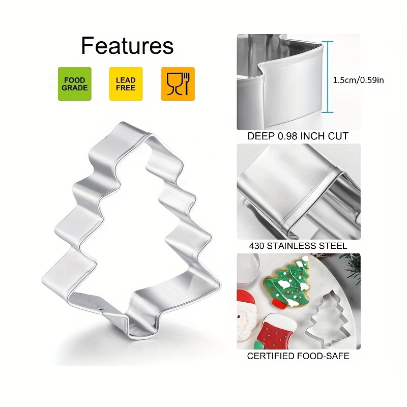 12pcs christmas cookie cutter set stainless steel with snowman snowflake tree   for holiday baking details 3