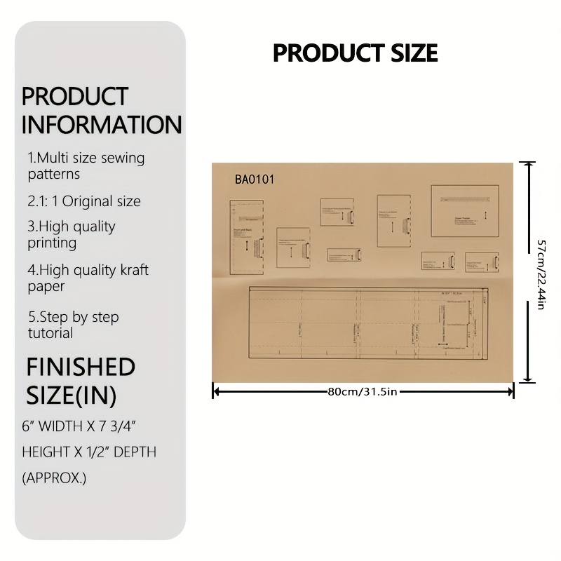 TEMU de couture pour un sac à cartes à fermeture éclair à triple couche, avec des designs à l'échelle 1:1. Ces élégants servent d'excellents modèles