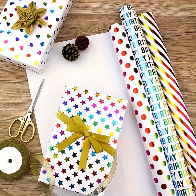 

Rainbow-themed Gift Wrap Paper Set - 6 Rolls, 19.7" X 27.6" Each, Premium Birthday & Holiday Wrapping Paper, Reindeer Accents, Multicolor, No Additional Components - For Weddings, Birthdays & Events
