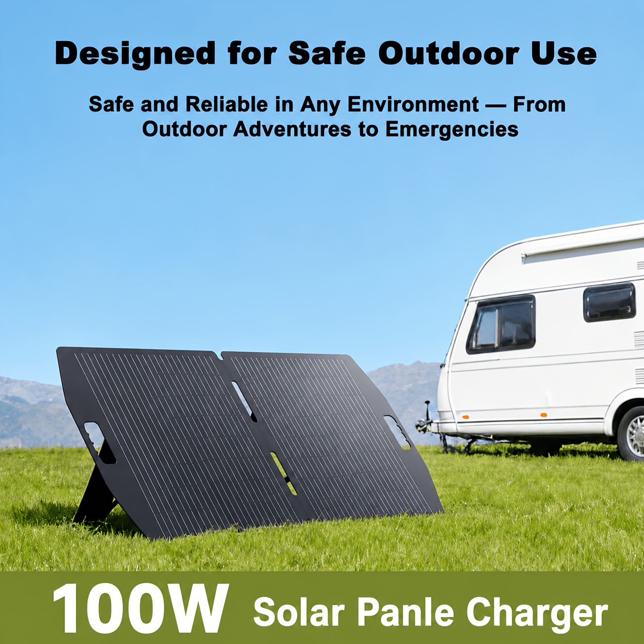 Panneau solaire pliable YINLEADER 100W, chargeur solaire portable pour camping, camping-car, pêche, secours domestique, panneau monocristallin 22,5 % d'efficacité, léger 3,5 kg, support intégré, câble de 3 m, adaptateurs DC7909/DC5525/DC35135/XT60