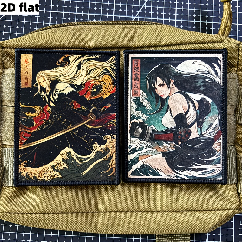 E-shop 2D Flache Japanische Anime-Charakter-Patch-Stoffaufkleber, Spielcharakter-Moralabzeichen mit Klettverschluss, Arm-Patch, Rucksackaufkleber
