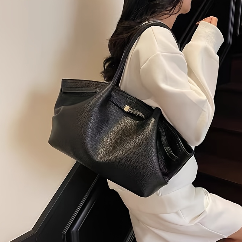 new autumn winter womens tote bag niche design fashionable belt   handbag tote bag bat bag large capacity commuter pleated single shoulder womens bag trendy 9