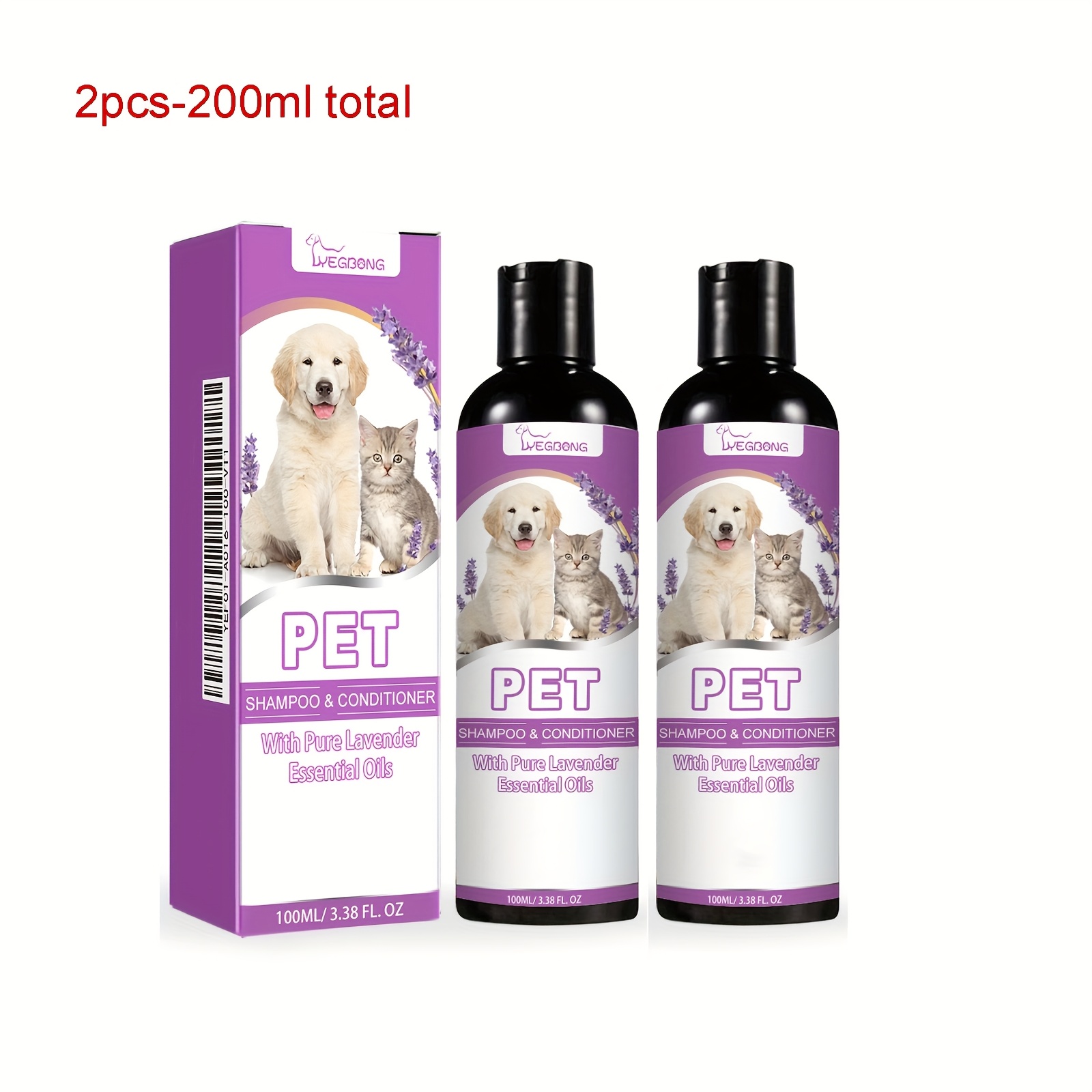 TEMU 2pcs 100ml/ 3.38oz Pet Shampoo, Pet Bath Skin Itchy Hair Smooth Non-knotting Shampoo